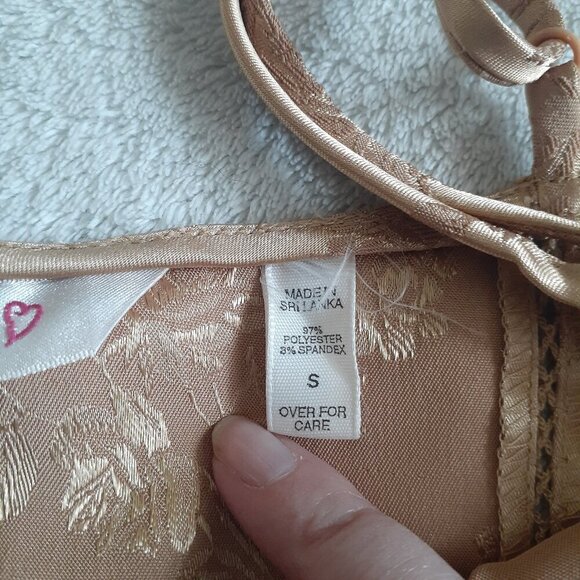 Victoria's Secret Vintage Women's S Gold Satin Jacquard Regency Bodice Top - Picture 5 of 9